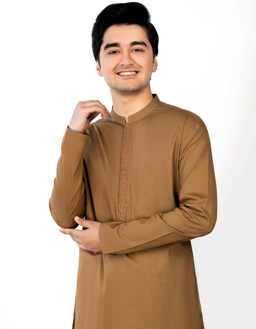 CARAMEL COTTON KAMEEZ SHALWAR | JTKS-S-US-41251/S23/JJ8332-SF - Image 3