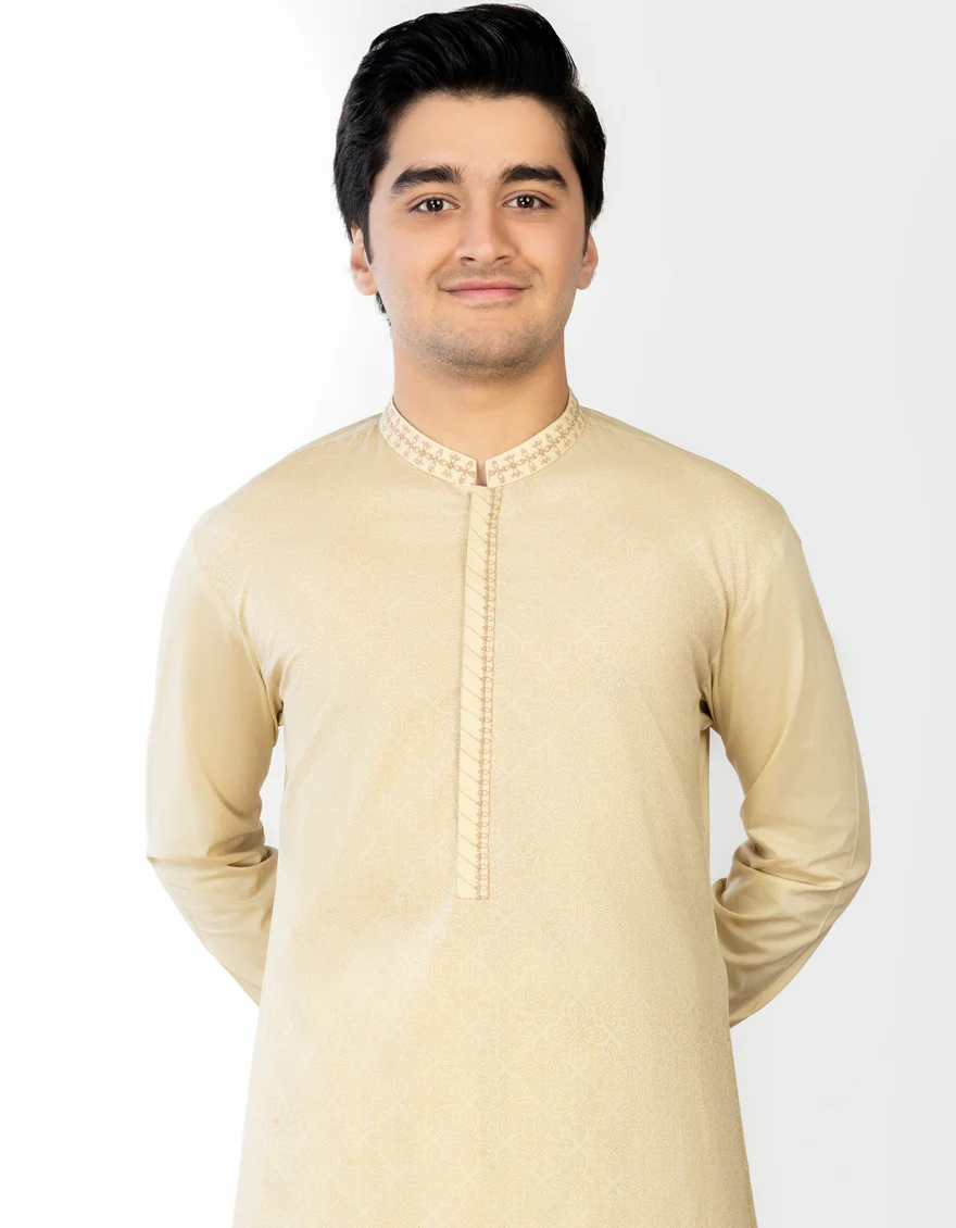 BEIGE COTTON KAMEEZ SHALWAR | JTKS-S-US-41254/S23/JJ8332-SF - Image 3