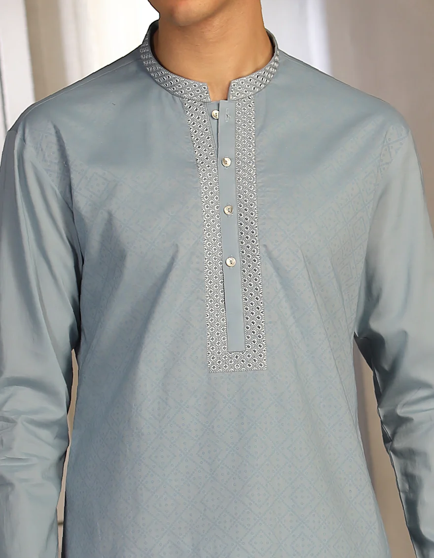 POWDER BLUE COTTON KAMEEZ SHALWAR | JTKS-S-US-41258/S22/JJ8332-SF - Image 2