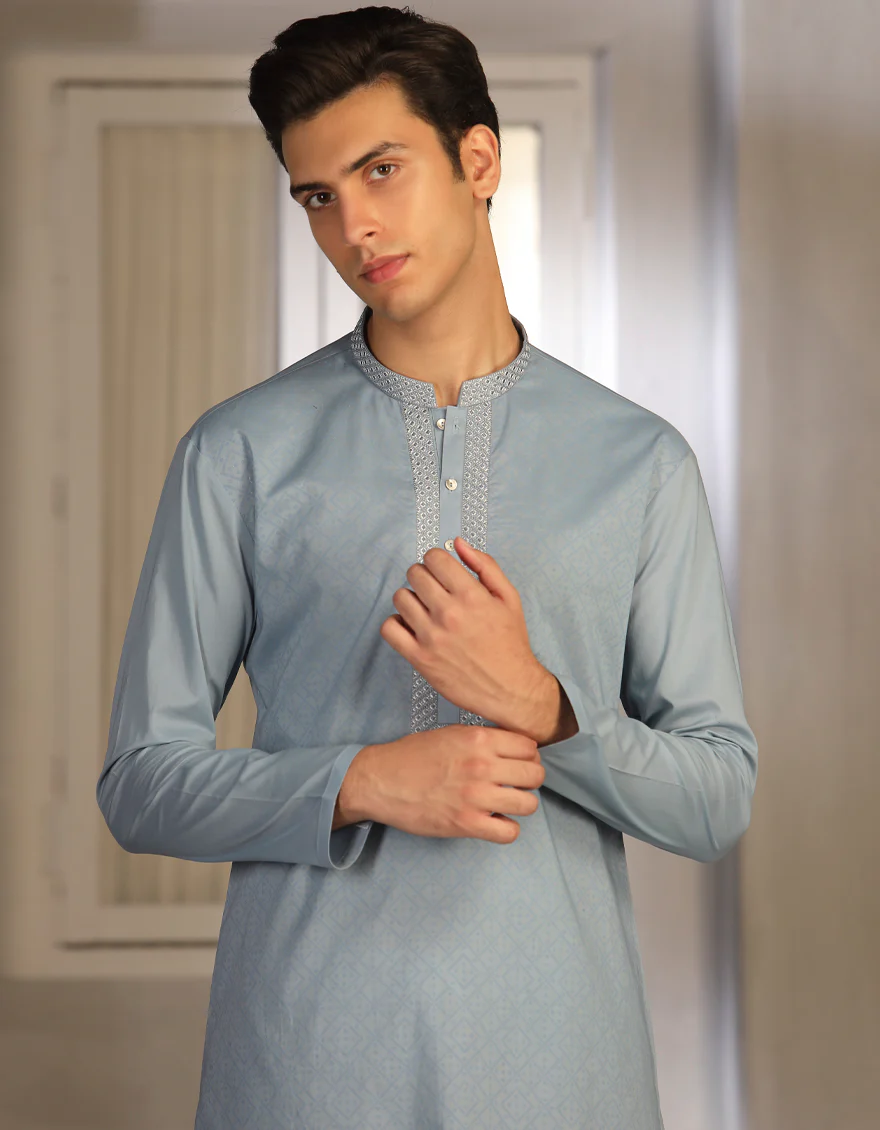 POWDER BLUE COTTON KAMEEZ SHALWAR | JTKS-S-US-41258/S22/JJ8332-SF - Image 3