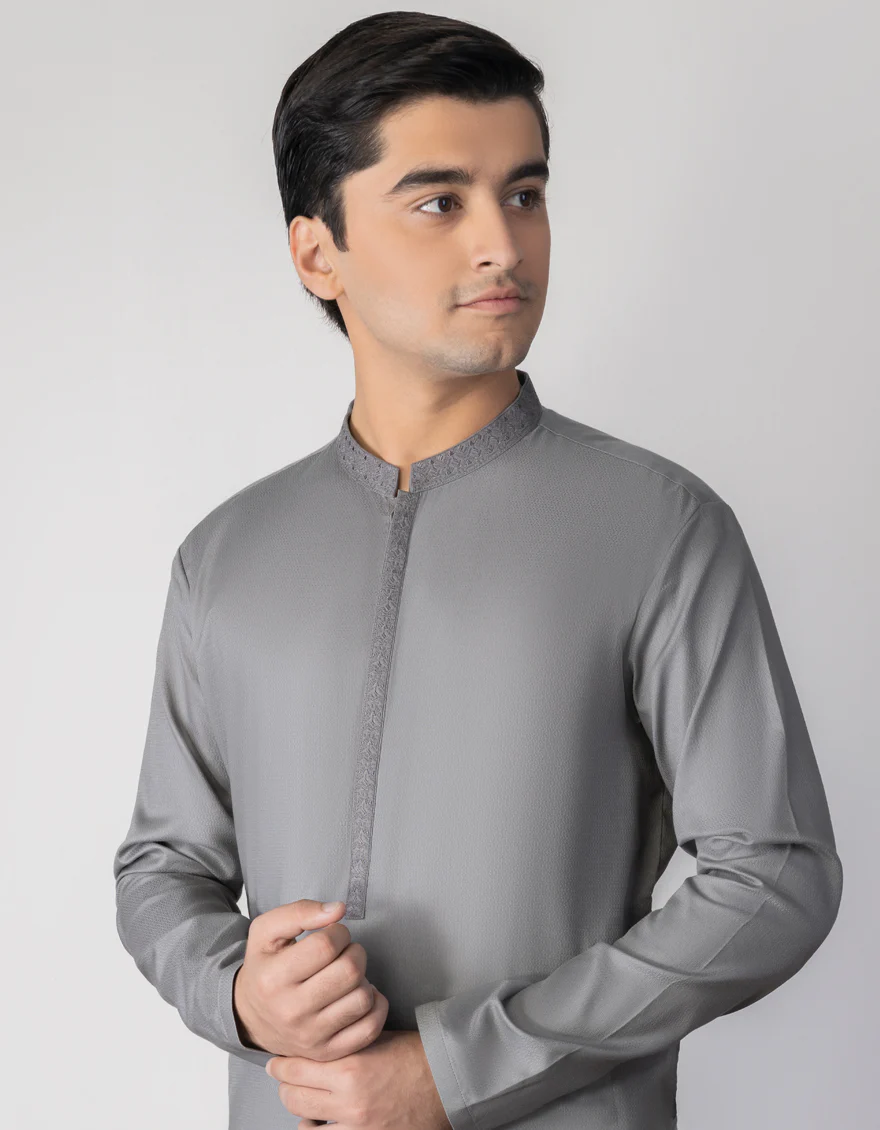 ASH GREY COTTON KAMEEZ SHALWAR | JTKS-S-US-46021/S23/JJ8132-SF - Image 2
