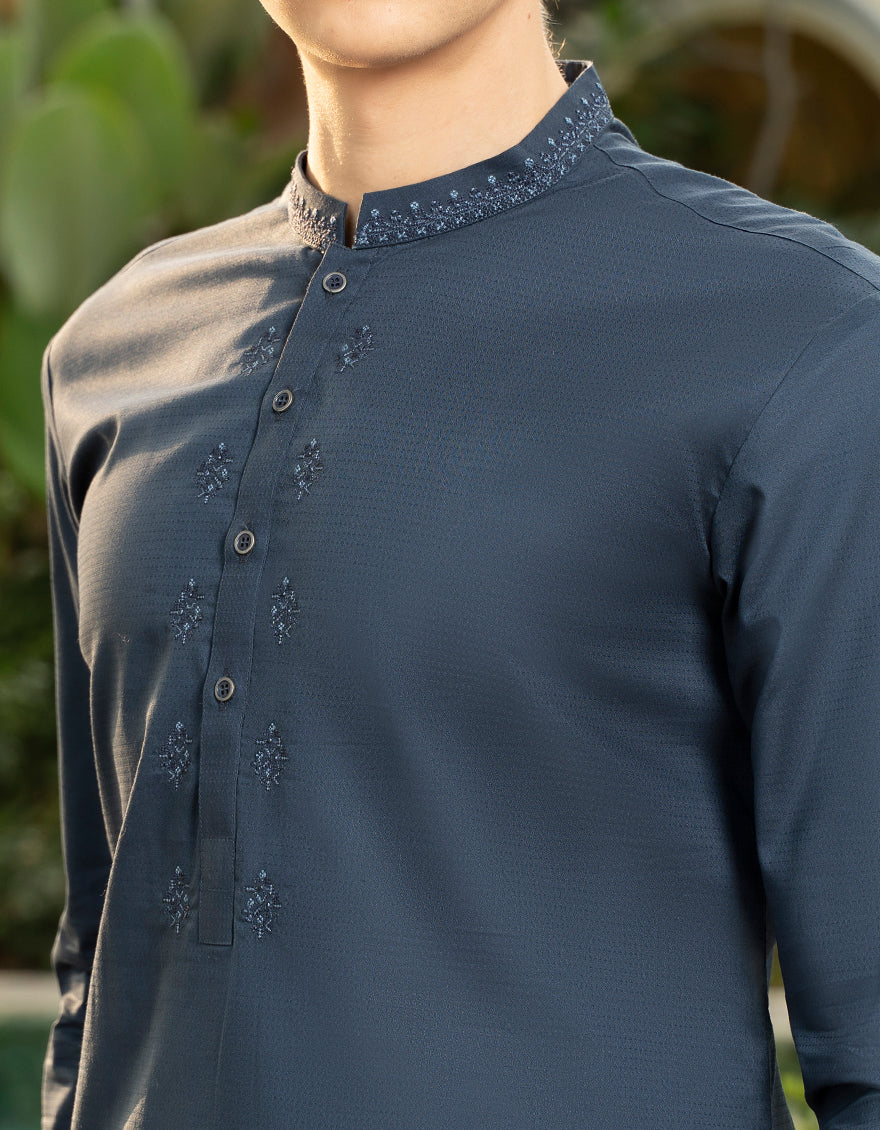 MID NIGHT BLUE COTTON KAMEEZ SHALWAR | JTKS-S-US-46045/S23/JJ8619-SF - Image 2