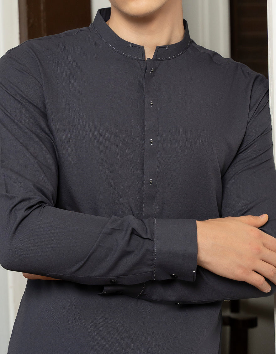 CHARCOAL GREY BLENDED KAMEEZ SHALWAR | JTKS-S-US-46047/S23/JJ8376-CL - Image 2