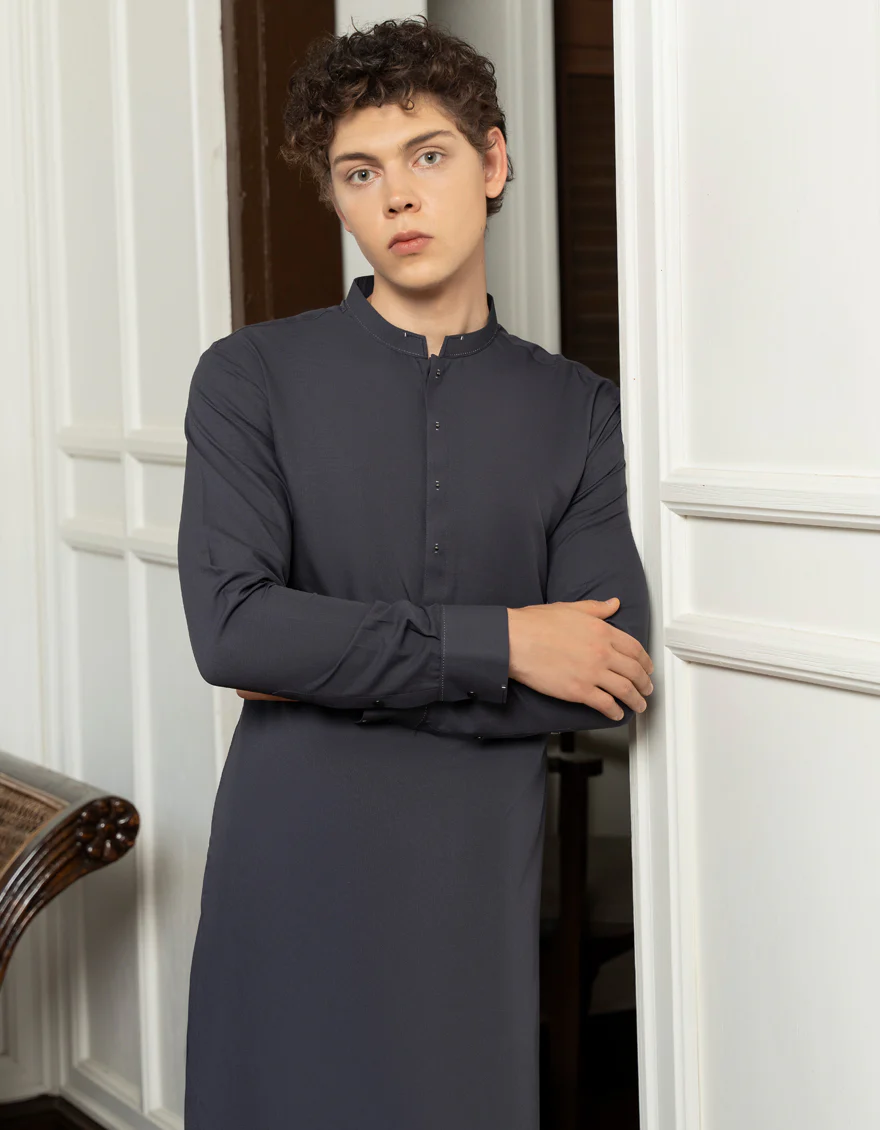 CHARCOAL GREY BLENDED KAMEEZ SHALWAR | JTKS-S-US-46047/S23/JJ8376-CL - Image 3