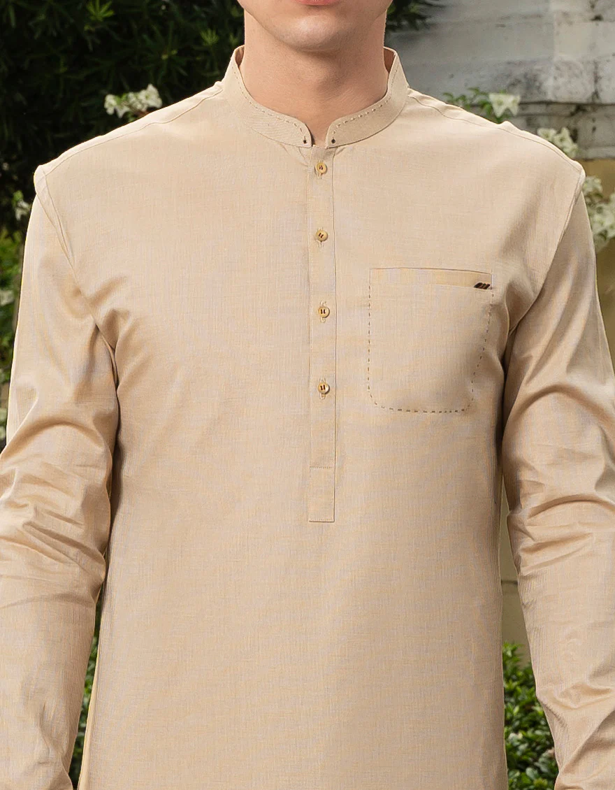 BEIGE COTTON KAMEEZ SHALWAR | JTKS-S-US-46049/S23/JJ8682-CL - Image 2
