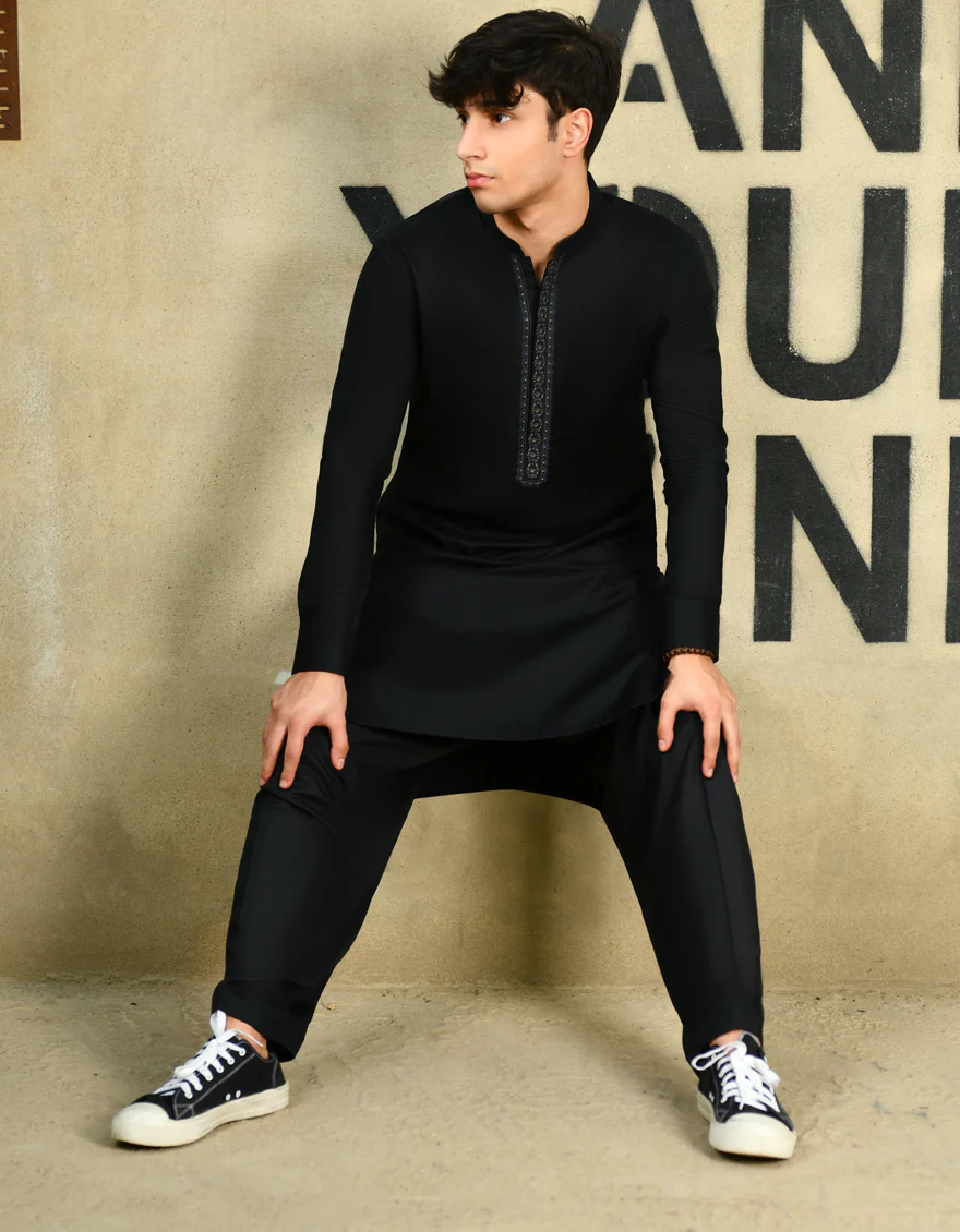 BLACK KAMEEZ SHALWAR | JTKS-US-24-34462 - Image 3
