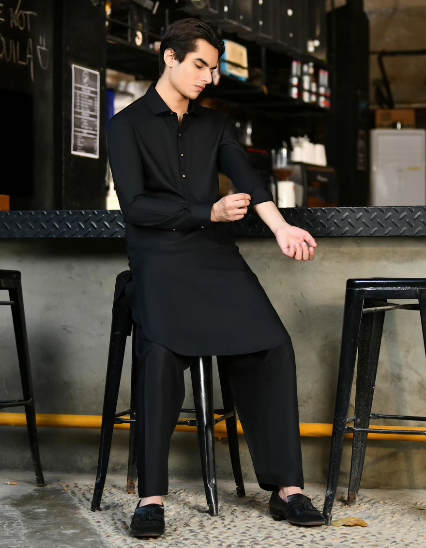 BLACK KAMEEZ SHALWAR | JTKS-US-24-46245 - Image 3