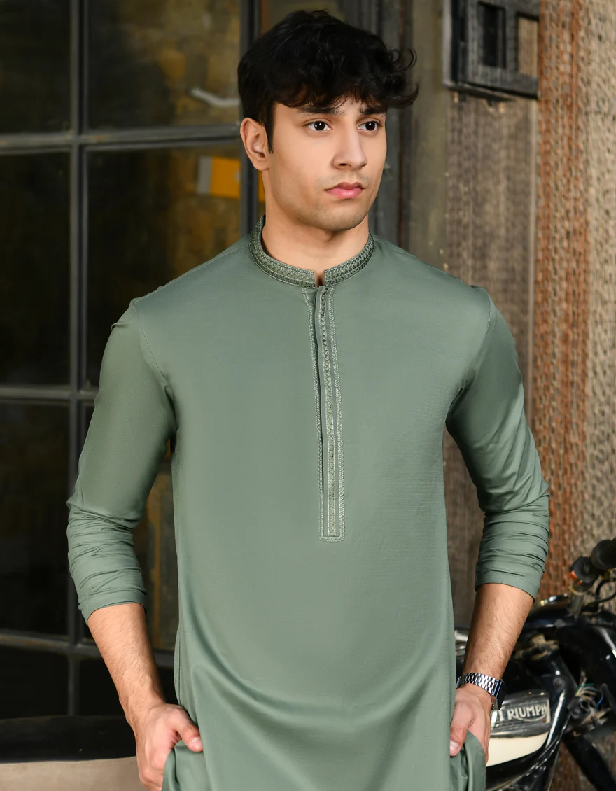 GREEN KAMEEZ SHALWAR | JTKS-US-24-47044 - Image 2