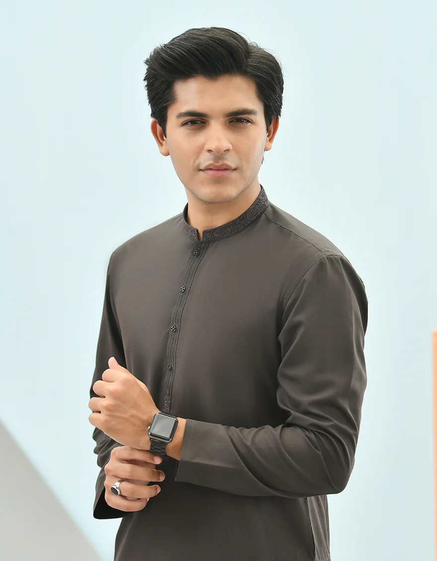DARK BROWN BLENDED KAMEEZ SHALWAR | JTKS-US-43157/A22/JJ8258-CL - Image 3