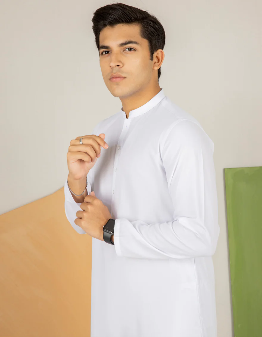 WHITE BLENDED KAMEEZ SHALWAR | JTKS-US-43169/A22/JJ8346-CL - Image 3
