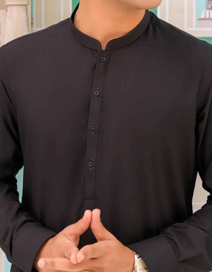 BLACK BLENDED KAMEEZ SHALWAR | JTKS-US-43215/A23/JJ8786-CL - Image 2