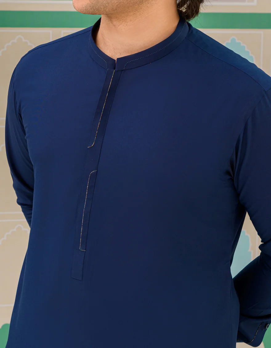 NAVY BLUE BLENDED KAMEEZ SHALWAR | JTKS-US-43223/A23/JJ8786-CL - Image 2