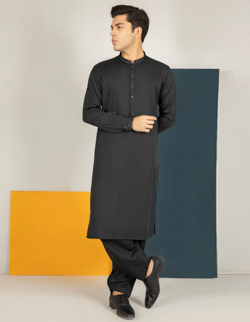 BLACK BLENDED KAMEEZ SHALWAR | JTKS-US-44144/S22/JJ8346-CL - Image 4