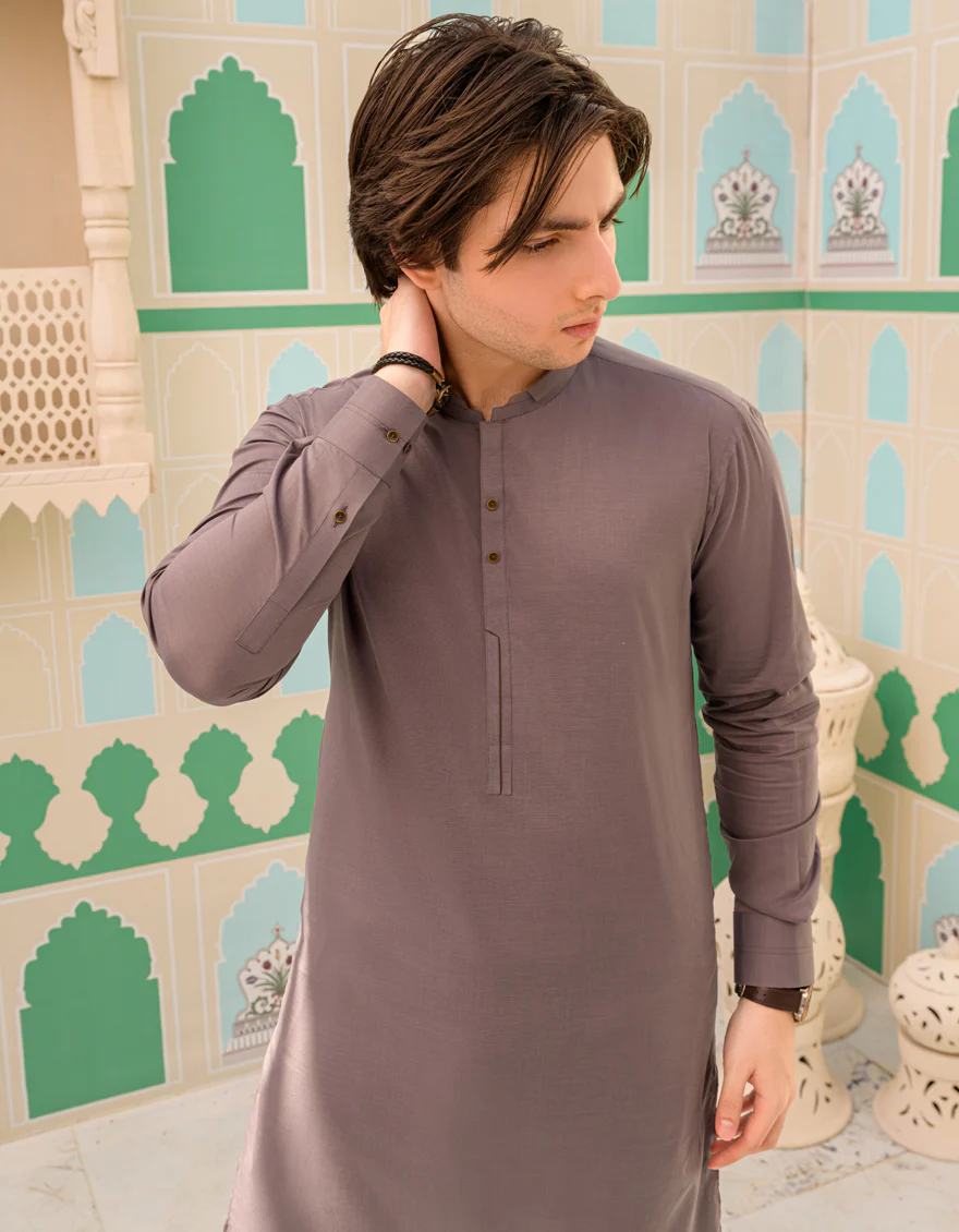 GREY COTTON KAMEEZ SHALWAR | JTKS-US-45164/A23/JJ8795-CL - Image 3