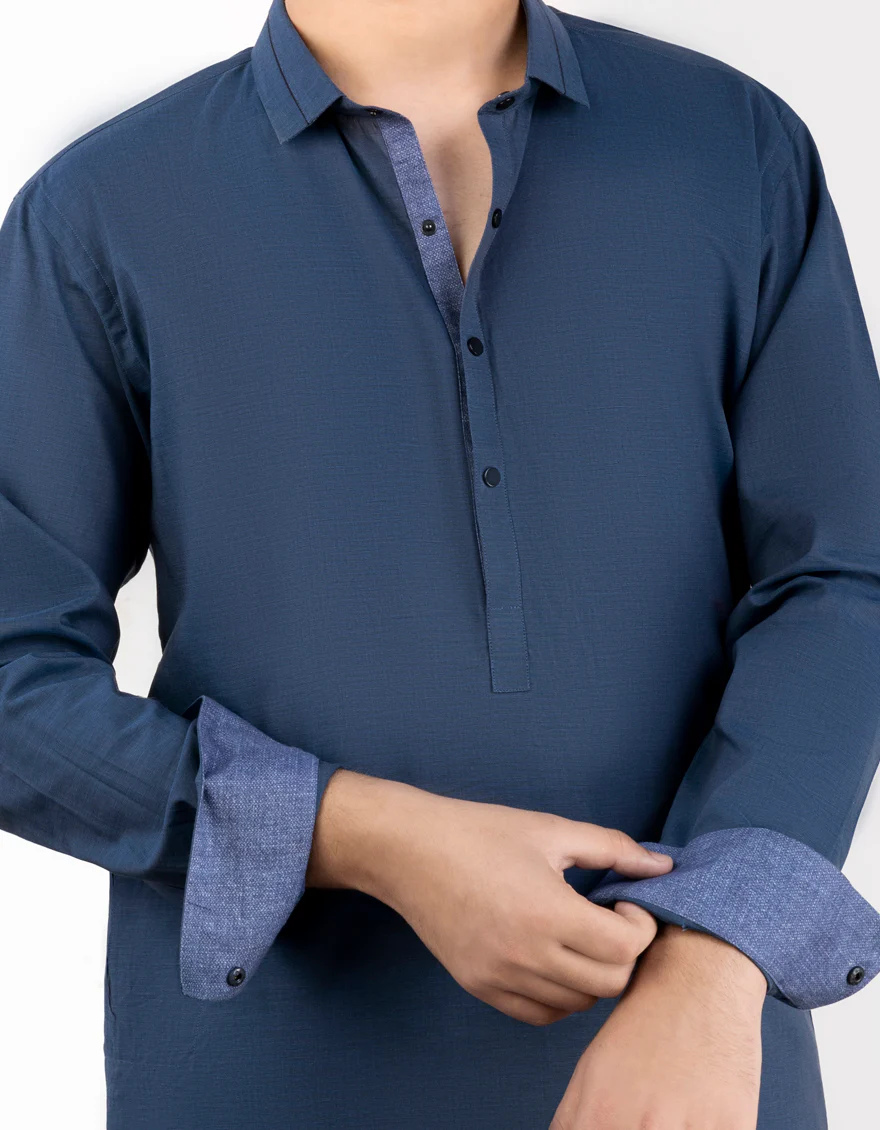 PRUSSIAN BLUE COTTON KAMEEZ SHALWAR | JTKS-US-45167/A23/JJ8795-CL - Image 2