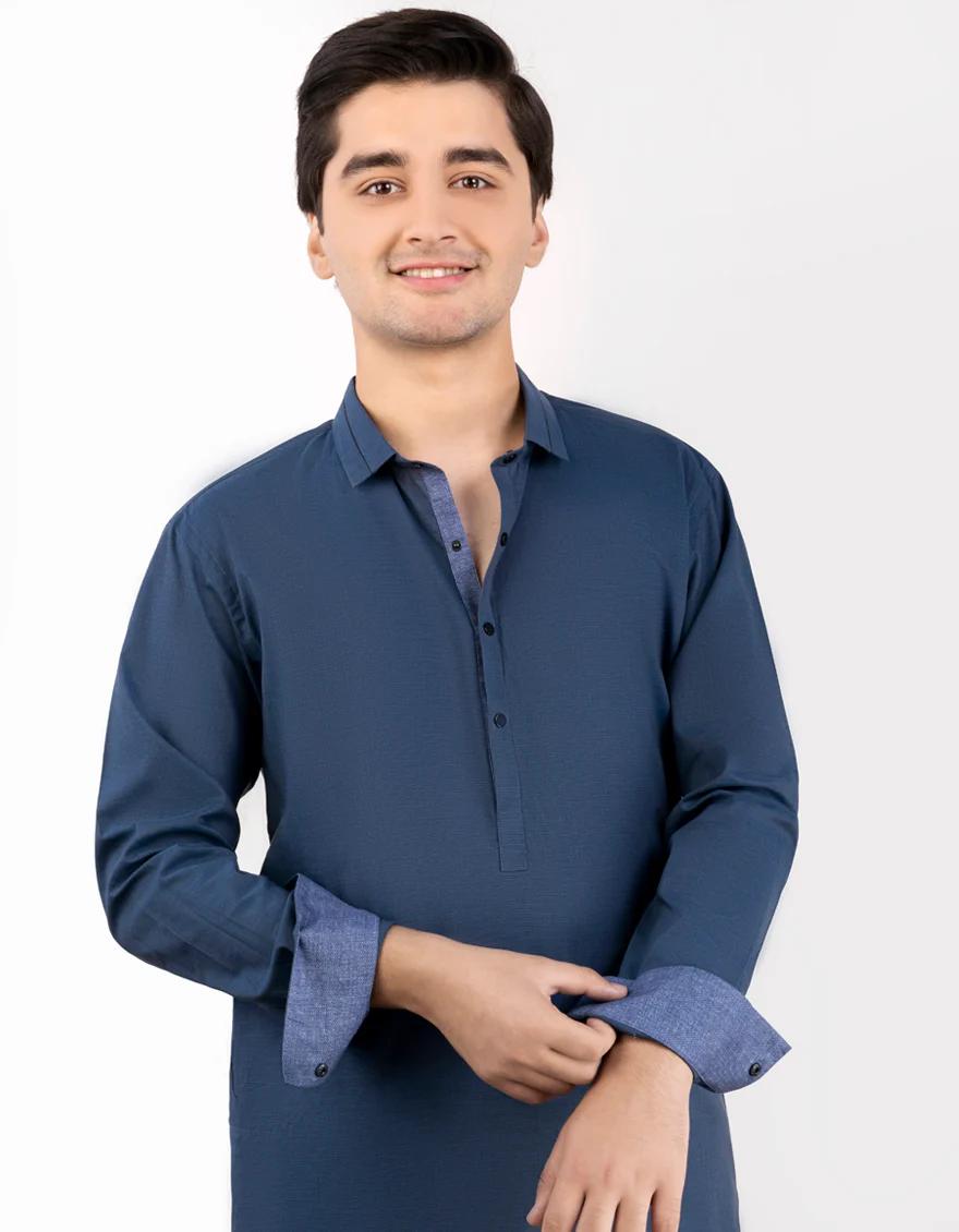 PRUSSIAN BLUE COTTON KAMEEZ SHALWAR | JTKS-US-45167/A23/JJ8795-CL - Image 3