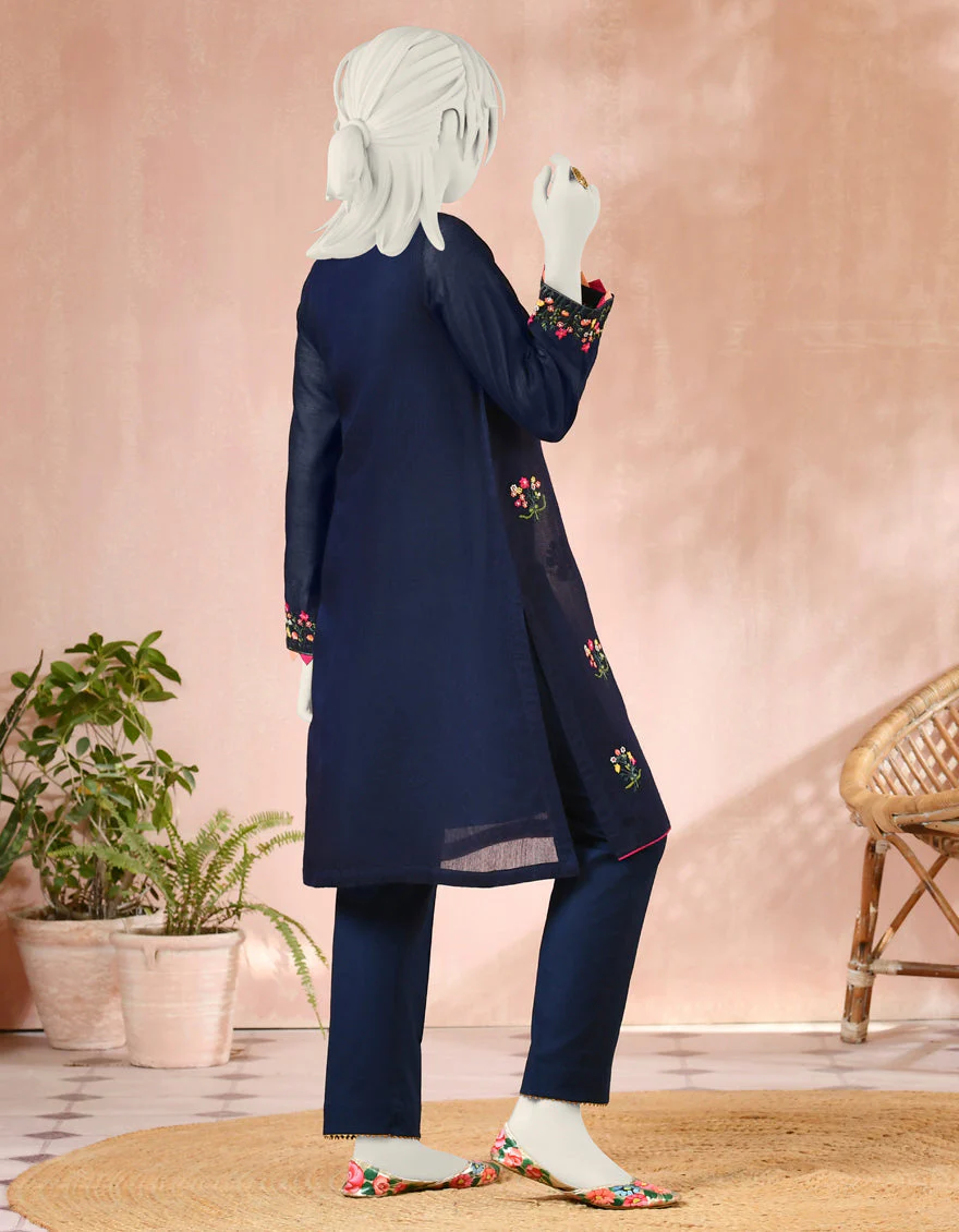 BLUE RAW SILK KURTI | JYGK-S-JJTK-US-22-030 FB/FF-035 - Image 2