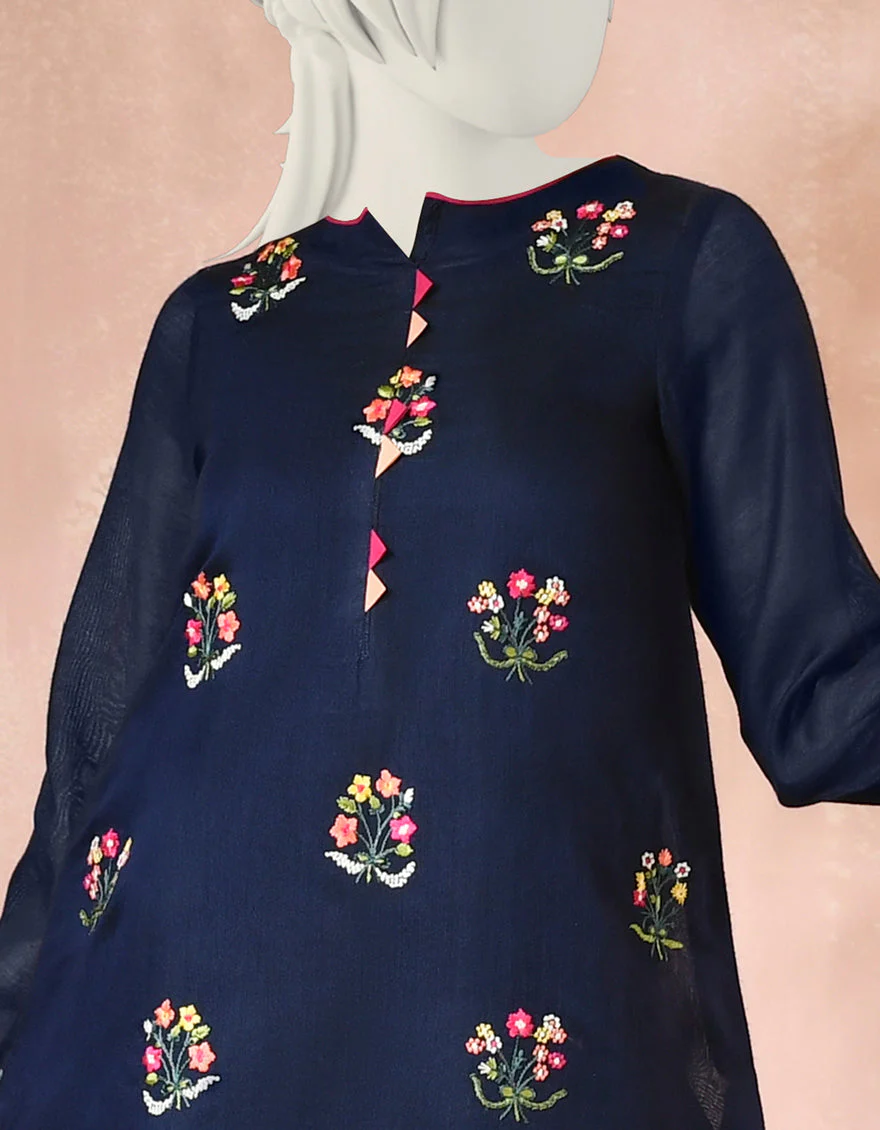 BLUE RAW SILK KURTI | JYGK-S-JJTK-US-22-030 FB/FF-035 - Image 3