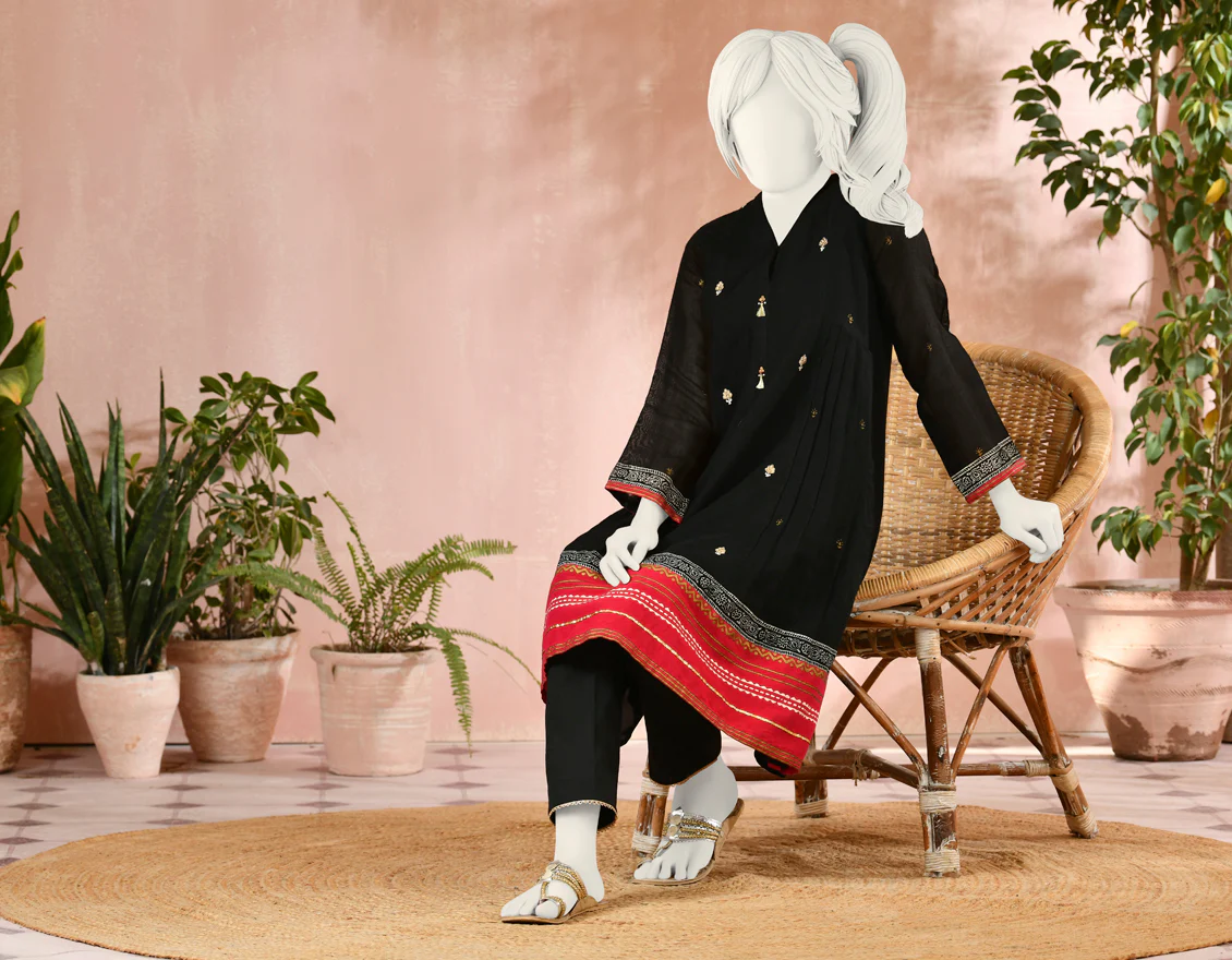 BLACK RAW SILK KURTI | JYGK-S-JJTK-US-22-033 FB/FF-035 - Image 4