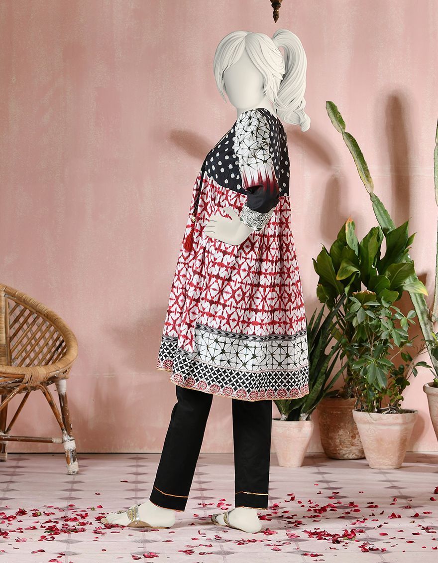 BLACK CAMBRIC KURTI | JYGK-S-JJTK-US-22-037 FB/FINGE BLACK - Image 2