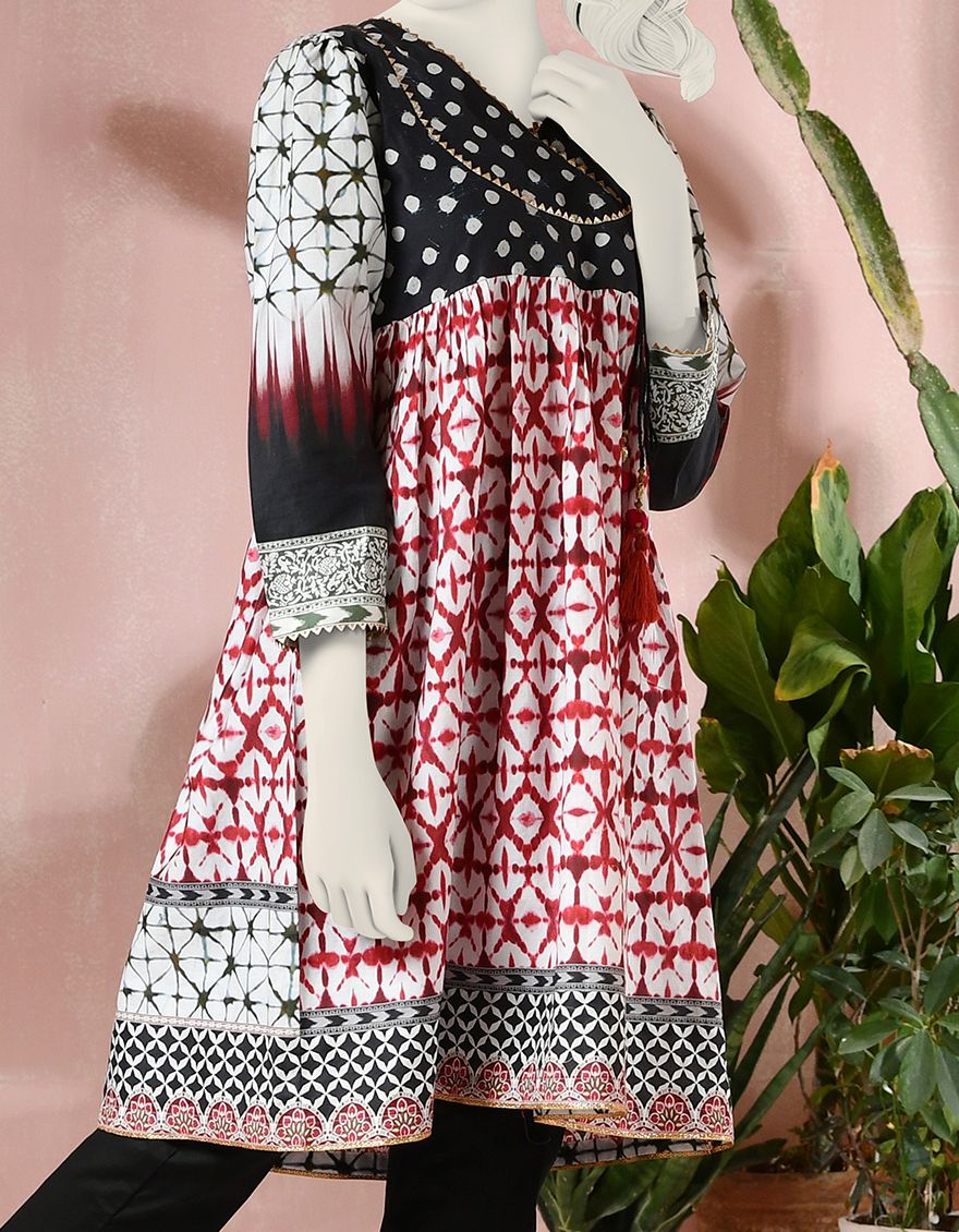 BLACK CAMBRIC KURTI | JYGK-S-JJTK-US-22-037 FB/FINGE BLACK - Image 3