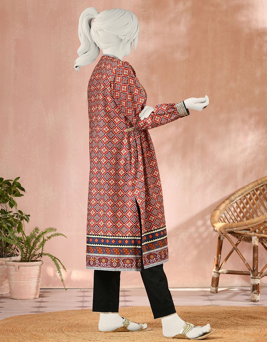 RED CAMBRIC KURTI | JYGK-S-JJTK-US-22-040 FB/CHANEL - Image 2