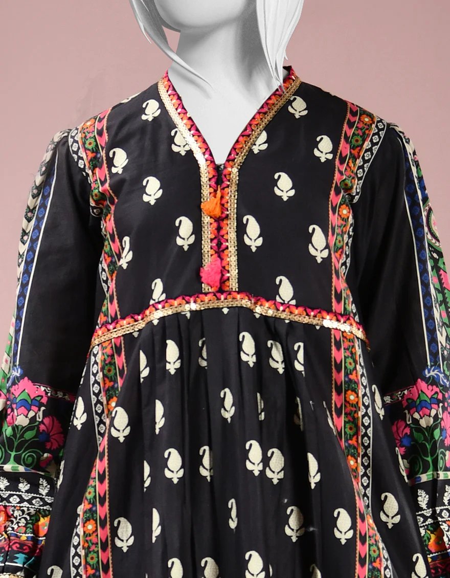 BLACK CAMBRIC KURTI | JYGK-S-JJTK-US-22-053 FB/EBONY - Image 3