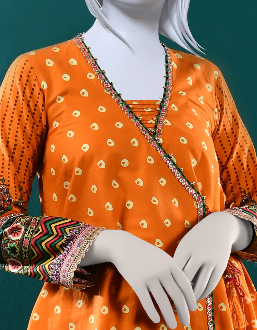 ORANGE CAMBRIC KURTI | JYGK-S-JJTK-US-22-054 FB/OCHRE - Image 2