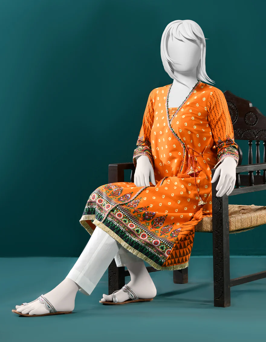ORANGE CAMBRIC KURTI | JYGK-S-JJTK-US-22-054 FB/OCHRE - Image 3