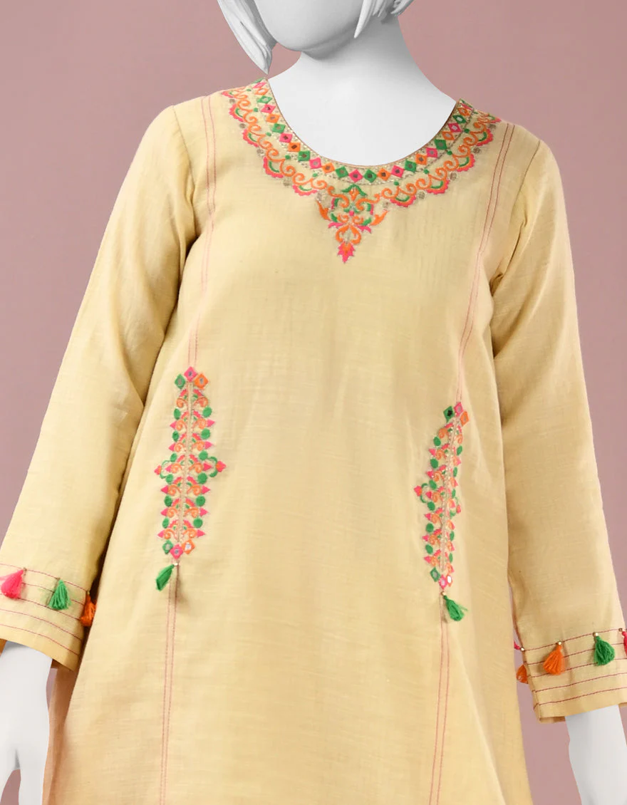 CREAM COTTON KURTI | JYGK-S-JJTK-US-22-056 FB/CREAM - Image 3