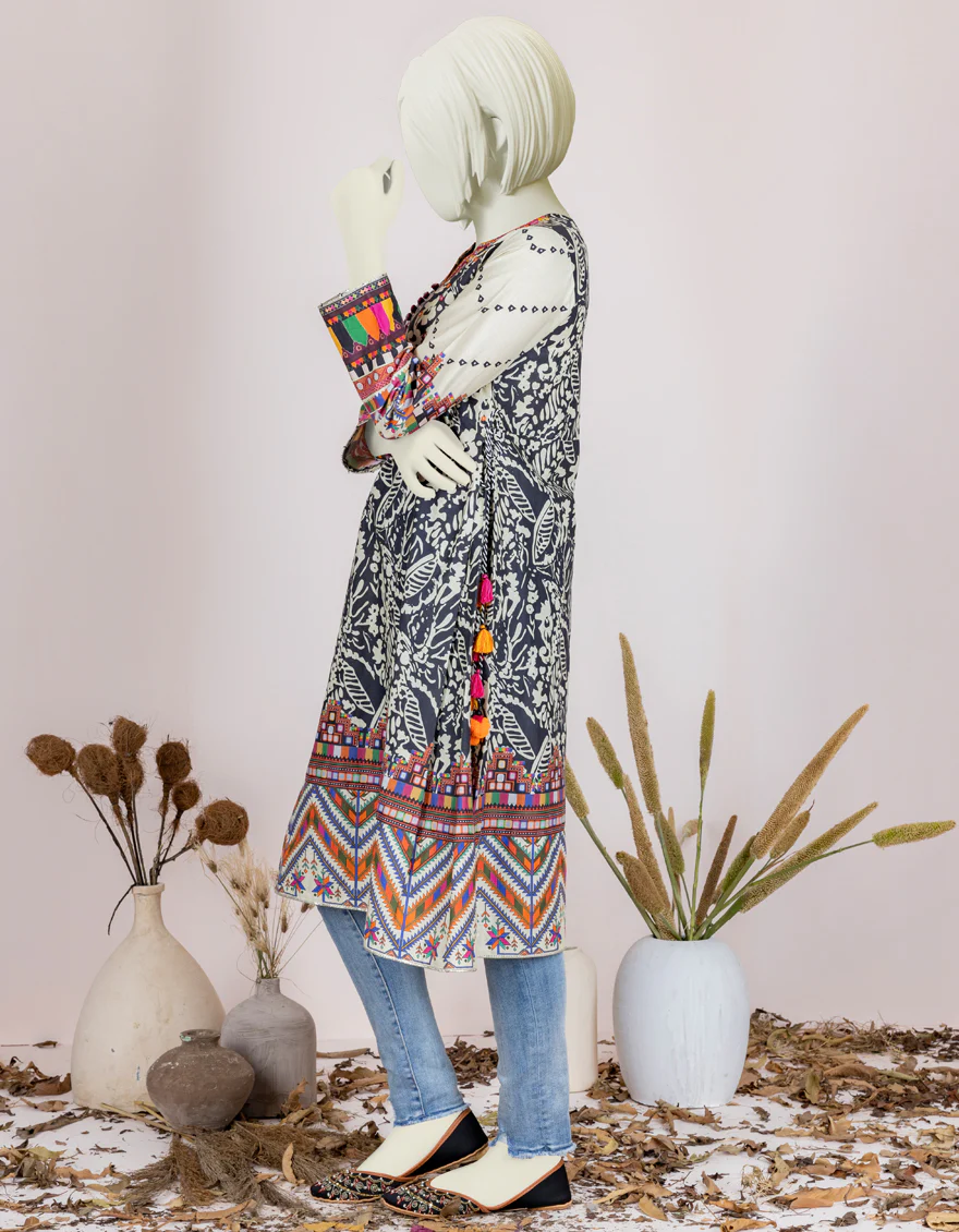 BLACK-BEIGE CAMBRIC KURTI | JYGK-S-JJTK-US-22-065 FB/HAZE (22-5192) - Image 2