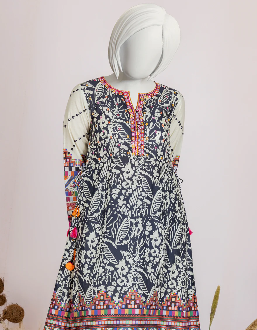 BLACK-BEIGE CAMBRIC KURTI | JYGK-S-JJTK-US-22-065 FB/HAZE (22-5192) - Image 4