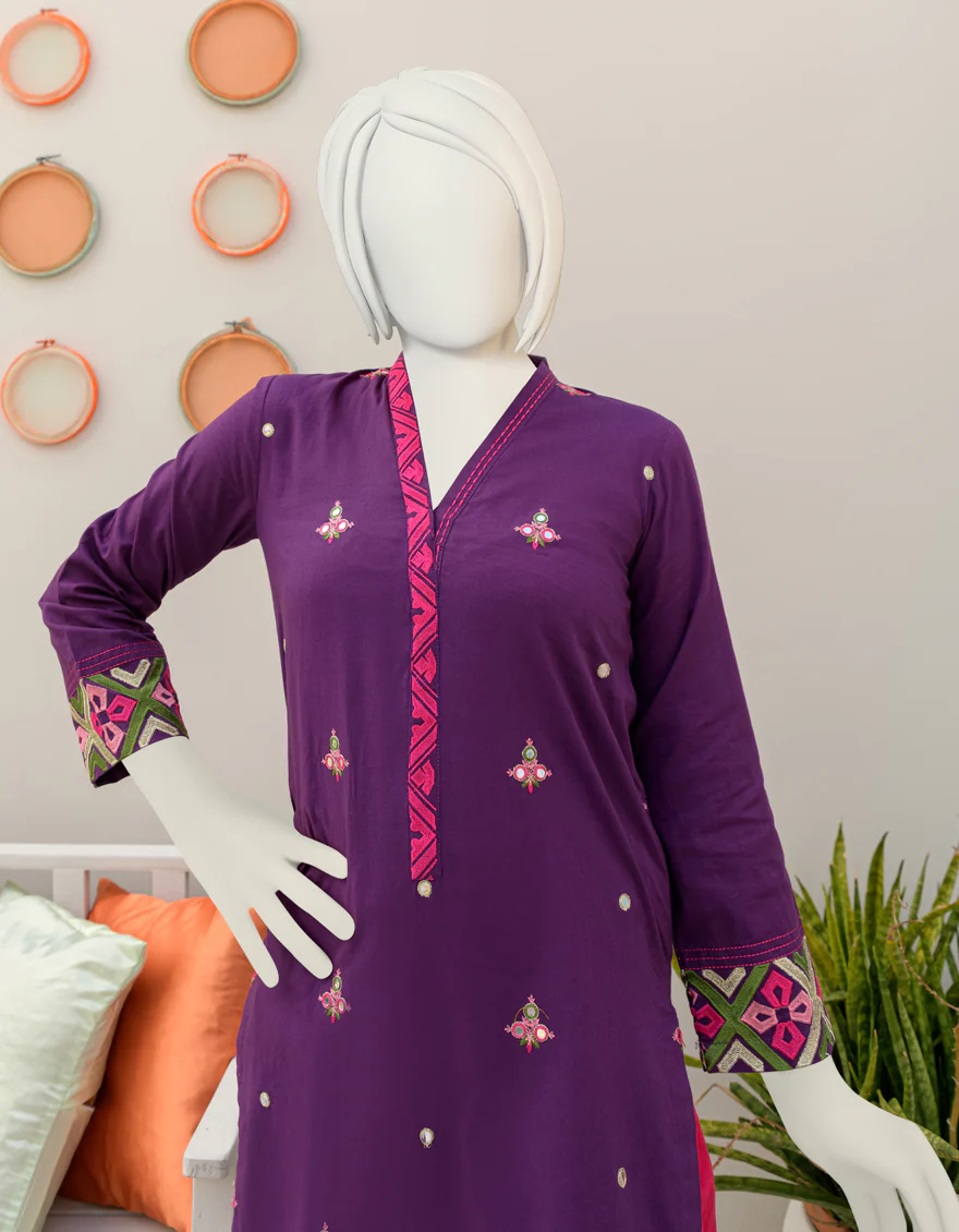 PURPLE LAWN KURTI | JYGK-S-JJTK-US-23-073 FB/RFD - Image 3