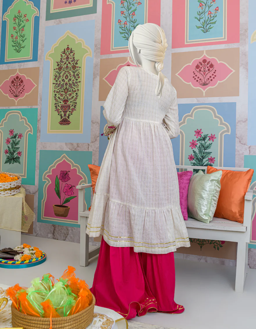 WHITE COTTON KURTI | JYGK-S-JJTK-US-23-078 FB/COTTON CHECK - Image 2