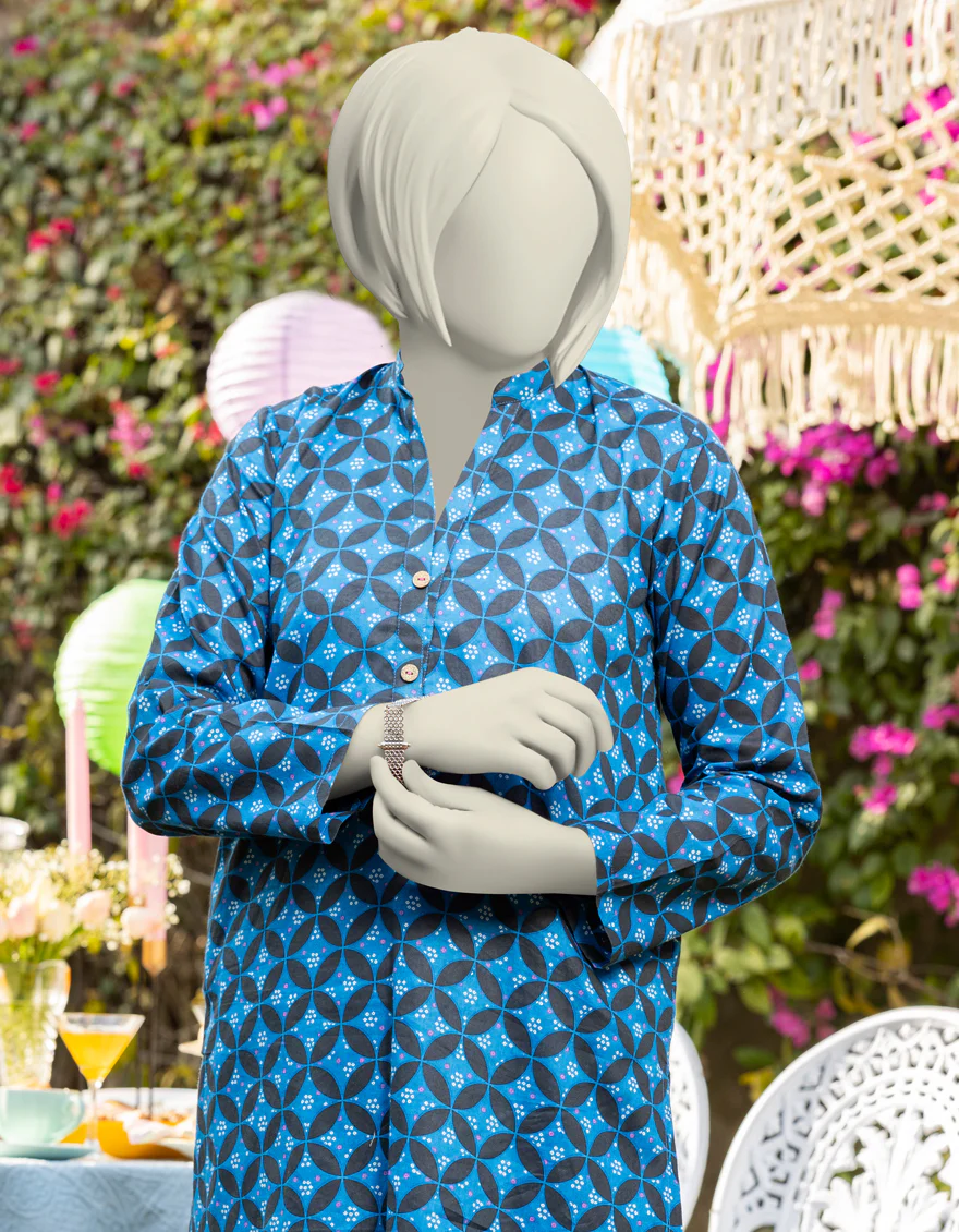 BLUE LAWN KURTI | JYGK-S-JTS-25-4003 FB/ESSENTIALS- T-03 - Image 3