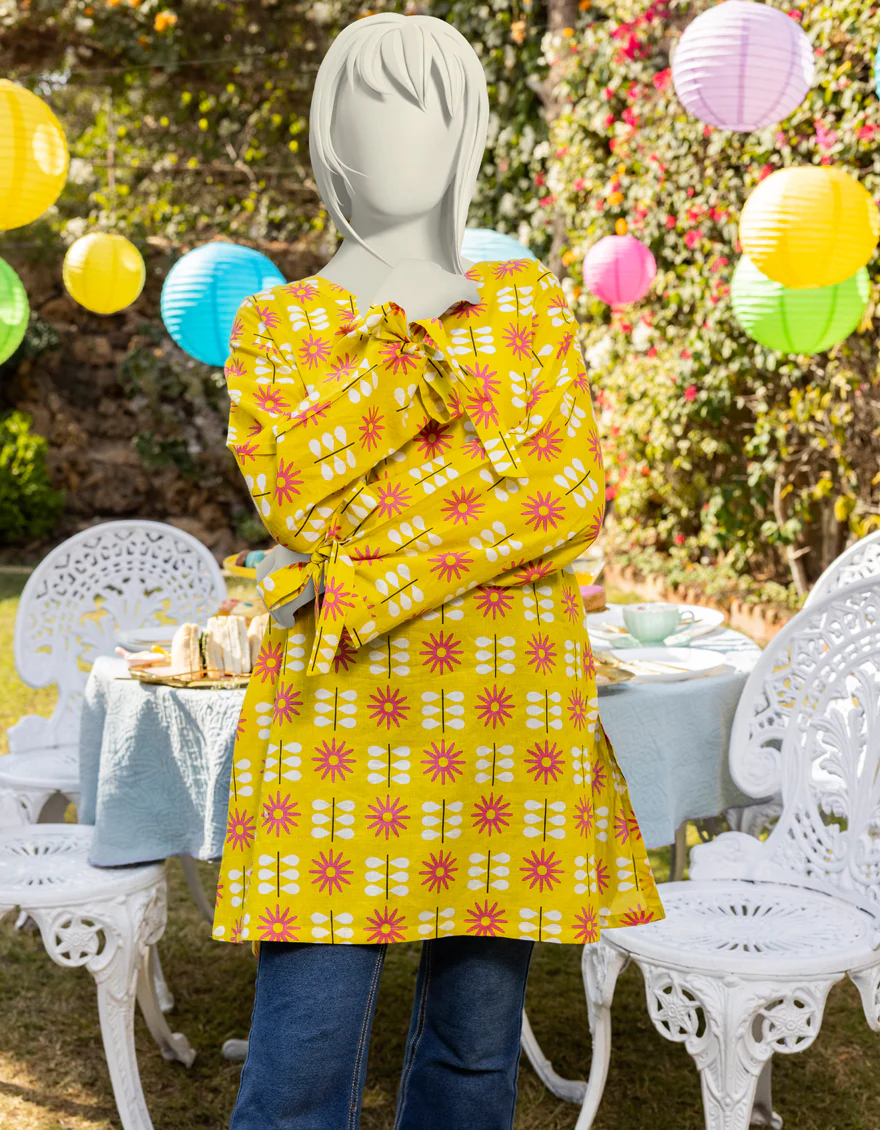 YELLOW LAWN KURTI | JYGK-S-JTS-25-4007 FB/ESSENTIALS-T-7 - Image 2