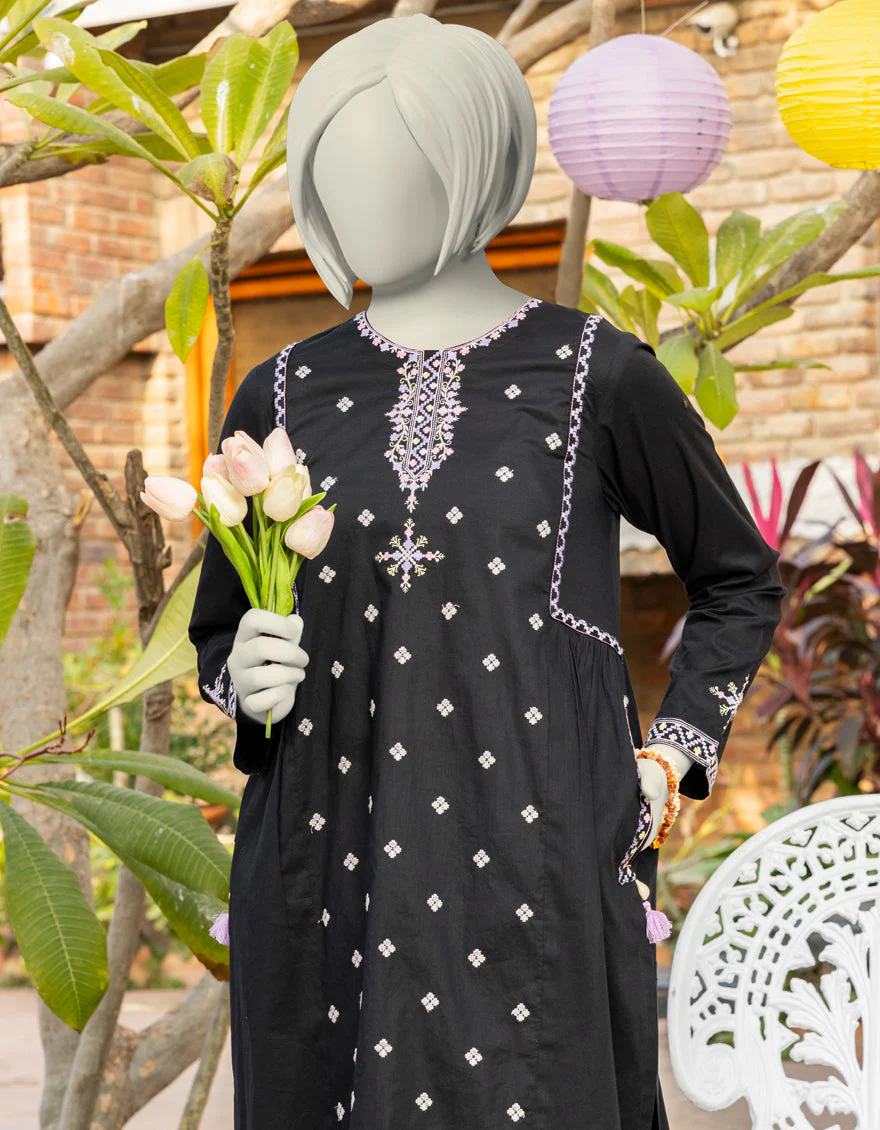 BLACK LAWN KURTI | JYGK-S-JTS-25-4014 FB/RANGKARI-4 - Image 2