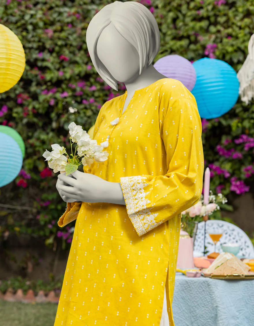 YELLOW LAWN KURTI | JYGK-S-JTS-25-4020 FB/CASUALS-5 - Image 2