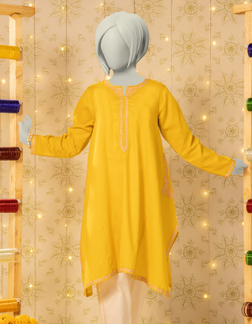 YELLOW LAWN KURTI | JYGK-S-JTS-25-4046 FB/MUQAISH-01 - Image 2