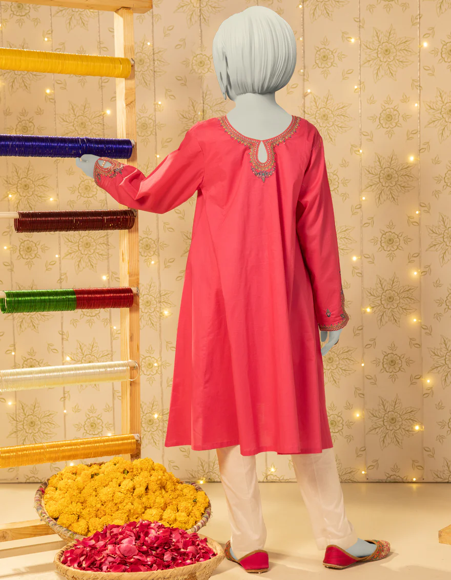 PINK LAWN KURTI | JYGK-S-JTS-25-4047 FB/MUQAISH-02 - Image 2