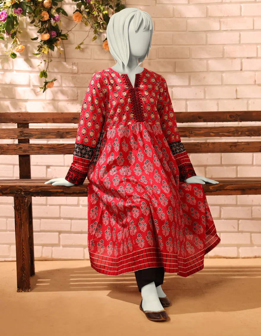 RED LAWN KURTI | JYGK-S-JTS-25-4060 F