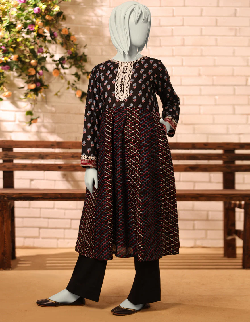 BLACK LAWN KURTI | JYGK-S-JTS-25-4061 F