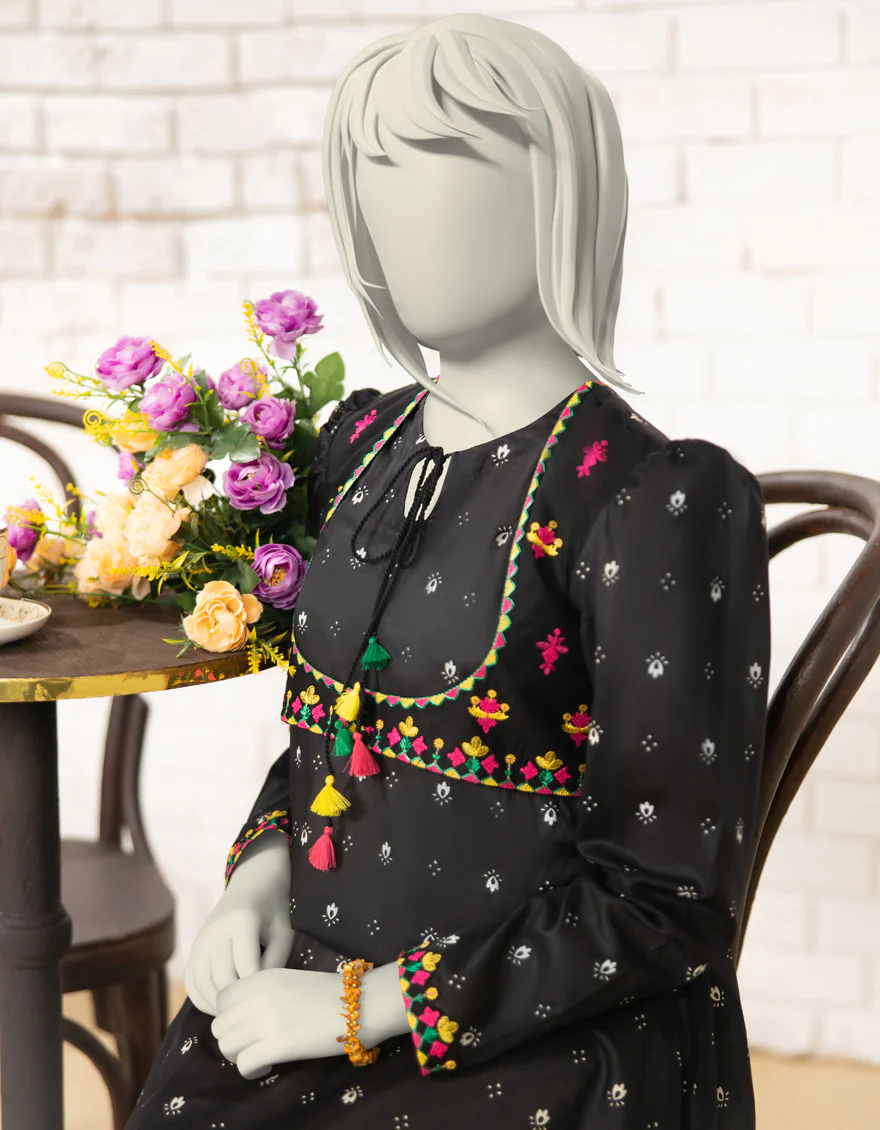 BLACK LAWN KURTI | JYGK-S-JTS-25-4070 FB/KALIDAAR-3 - Image 2