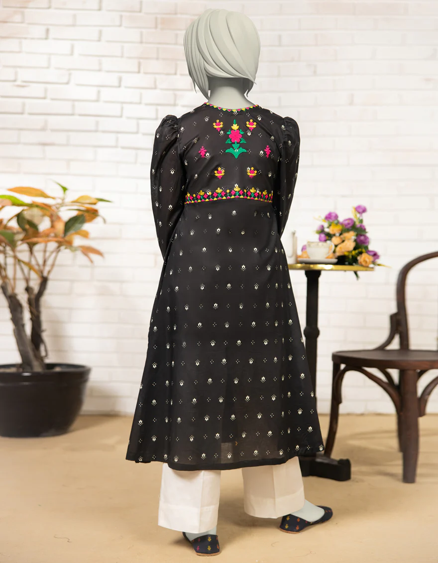 BLACK LAWN KURTI | JYGK-S-JTS-25-4070 FB/KALIDAAR-3 - Image 3