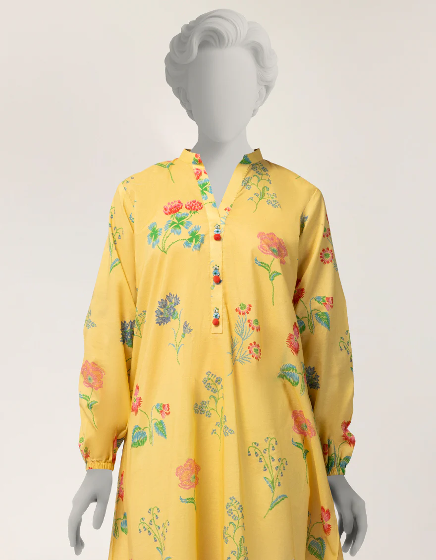 YELLOW LAWN KURTI | JYGK-S-JTS-26-4114 FB/FLORAL-17 - Image 2