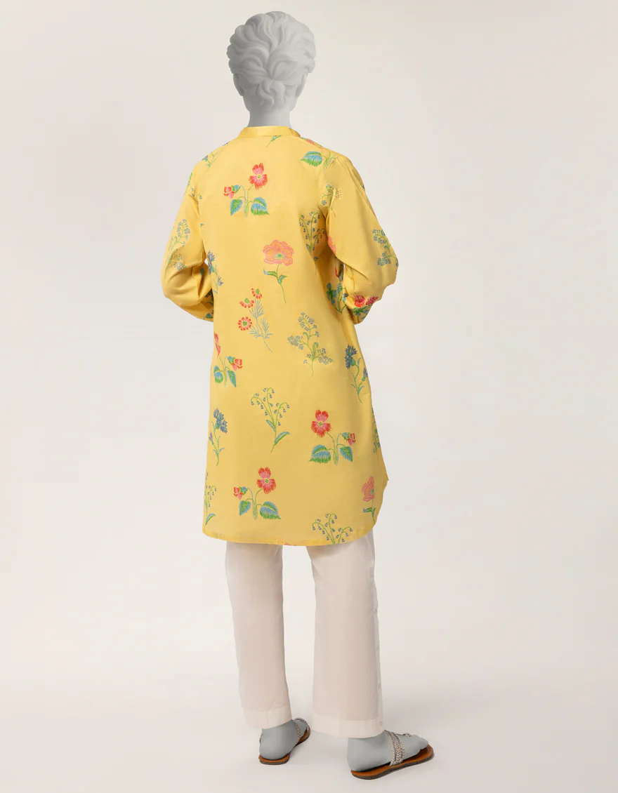 YELLOW LAWN KURTI | JYGK-S-JTS-26-4114 FB/FLORAL-17 - Image 3