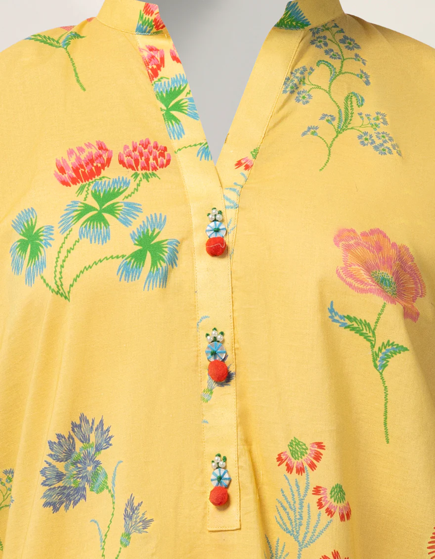 YELLOW LAWN KURTI | JYGK-S-JTS-26-4114 FB/FLORAL-17 - Image 4