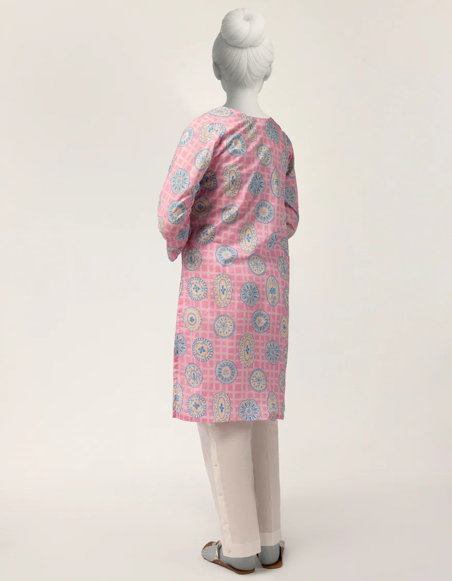 PINK LAWN KURTI | JYGK-S-JTS-26-4116 FB/FLORAL-19 - Image 3