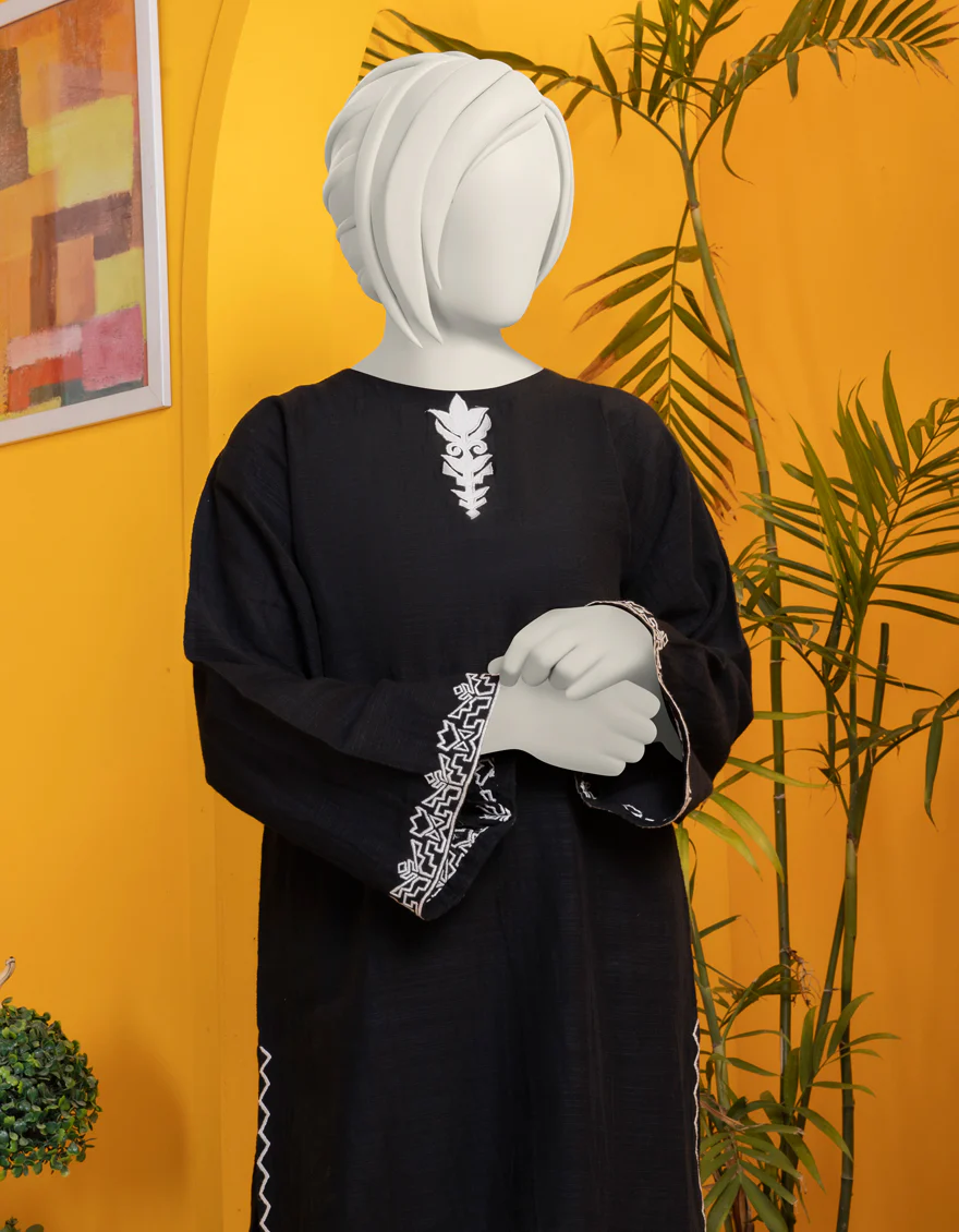 BLACK KHADDAR KURTI | JYGK-S-JWT-24-4007 FB/VIVID-02 - Image 3