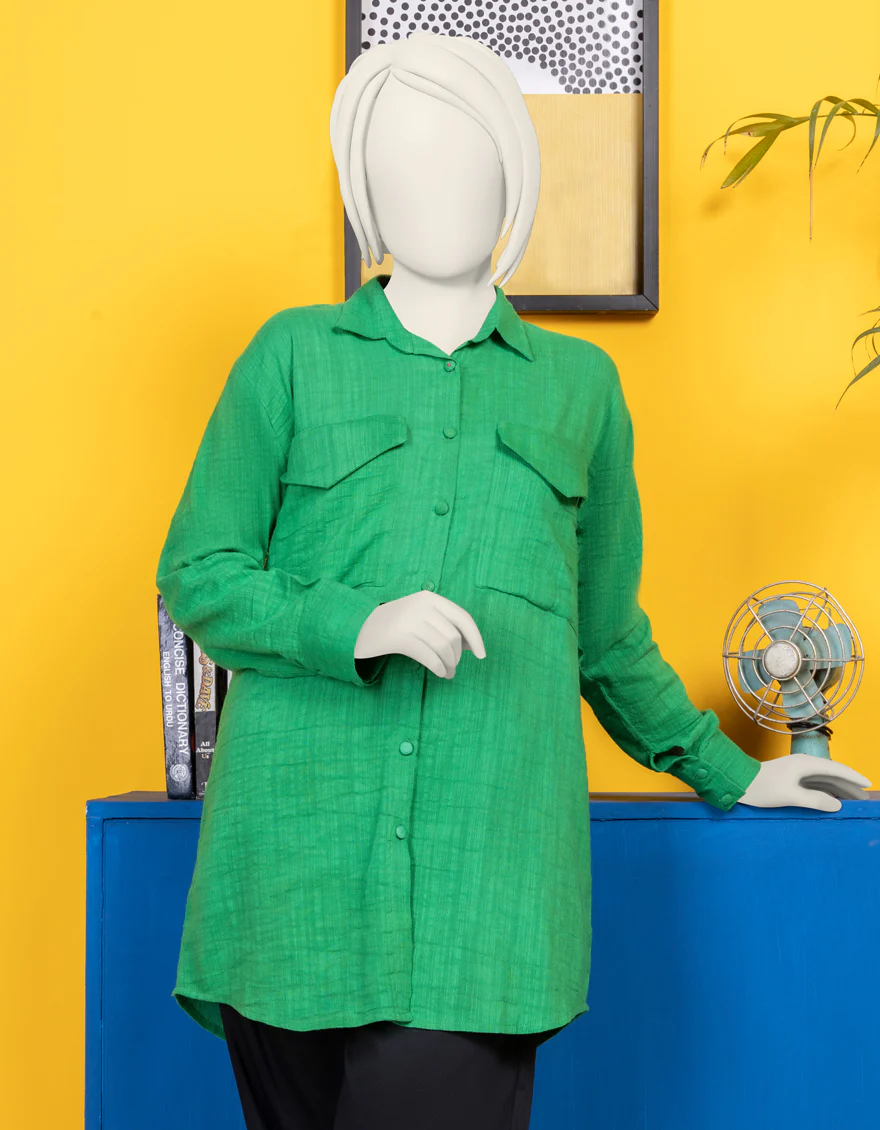 GREEN KHADDAR KURTI | JYGK-S-JWT-24-4011 FB/EEVERYDAY-2 - Image 3